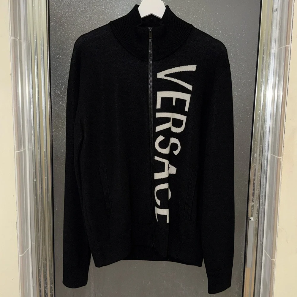 Versace Black and White Medusa Crewneck Sweater
